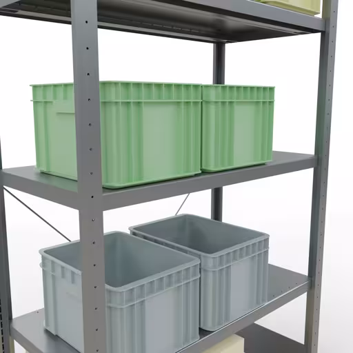 Scaffale base, scaffale, sistema a innesto MULTIplus250, 2000 x 1000 x 500 mm (AxLxP), 5 ripiani, traversa, zincato di Schulte Lagertechnik della categoria Sistema a innesto