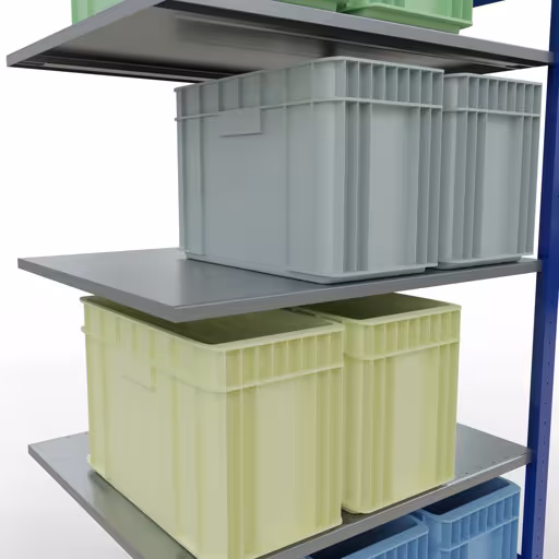 Immagine del prodotto n. 15 dell'articolo scaffale aggiuntivo, sistema a innesto MULTIplus150, 2000 x 1000 x 800 mm (AxLxP), 5 ripiani, RAL 5010 blu genziana/zincato dalla gamma di prodotti del sistema a innesto di Schulte Lagertechnik