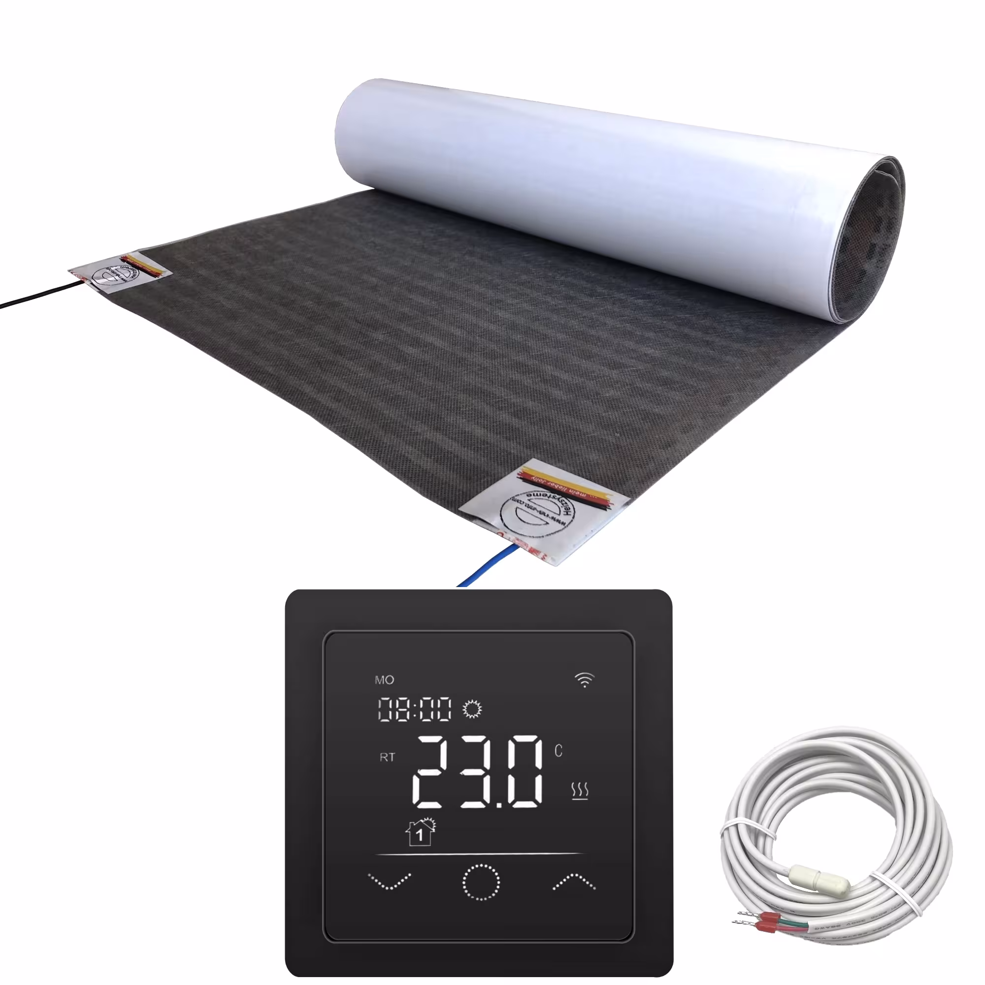 HoWaTech Lux Elektrische Fußbodenheizung | Set mit Heizfolie und WiFi Regler Touch schwarz Folienlänge & Fläche 2.5m / 1.25m² von der Marke HoWaTech HoWaTech Lux Elektrische Fußbodenheizung | Set mit Heizfolie und WiFi Regler Touch schwarz Typ Folienlänge & Fläche: 2.5m / 1.25m² aus der Kategorie Elektrische Fußbodenheizung mit der Artikelnr. 24243125