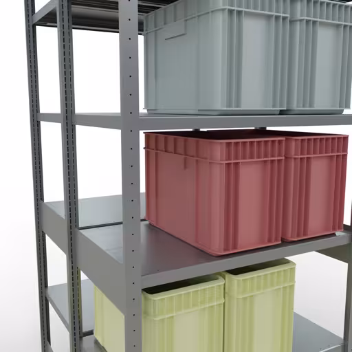 Immagine aggiuntiva dell'articolo Scaffale base, scaffale doppio, sistema a innesto per scaffale MULTIplus250, 2500 x 1000 x (2x600) mm (AxLxP), 2x6 ripiani, barre longitudinali, zincato da ripiani doppi