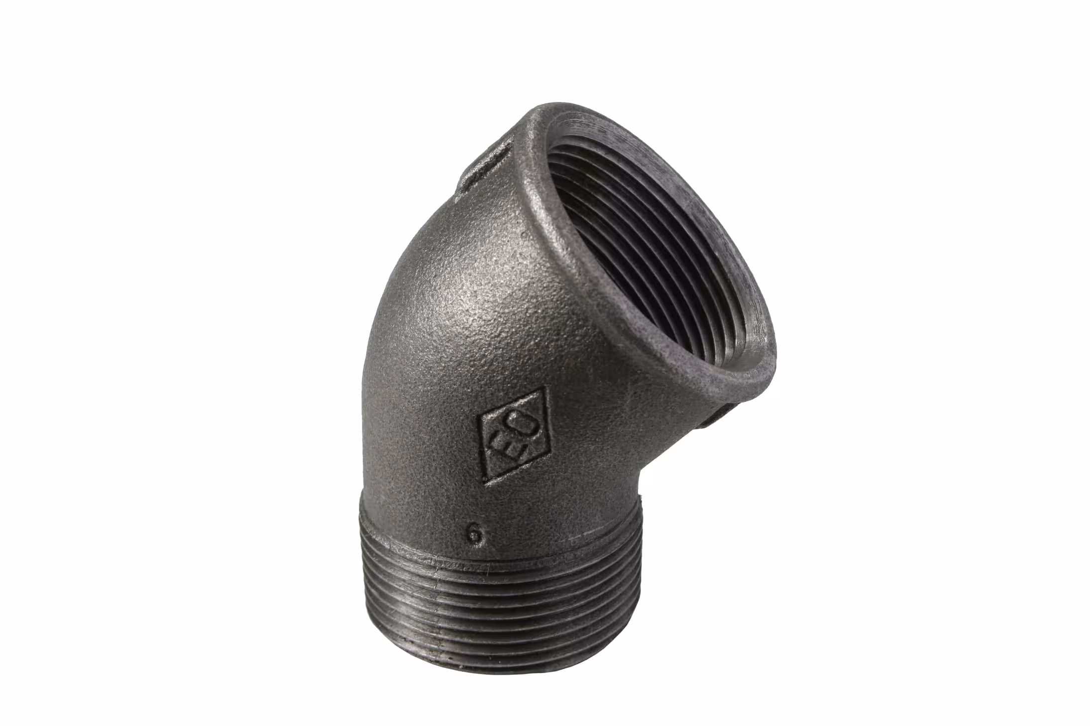 Angolo n. 121 interno/esterno 45 gradi 1 1/4 pollici in ghisa malleabile, nero di Atusa Angolo in ghisa malleabile ATUSA n. 121 i/A 45 gradi, raccordi in ghisa malleabile, articolo n. 12101006