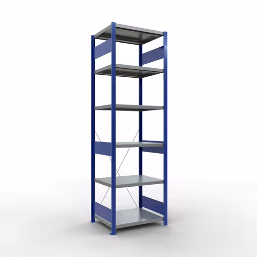 Figura n. 12 dell'articolo scaffale base, scaffale, sistema a innesto MULTIplus250, 2500 x 750 x 600 mm (AxLxP), 6 ripiani, traversa, RAL 5010 blu genziana/zincato/zincato del gruppo di prodotti sistema a innesto della marca Schulte Lagertechnik