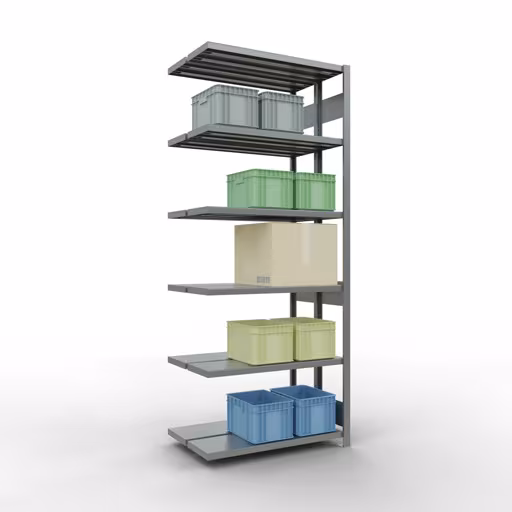 Scaffale aggiuntivo, scaffale doppio, sistema di scaffalature MULTIplus250, 2500 x 1000 x (2x300) mm (AxLxP), 2x6 ripiani, barre longitudinali, zincato con GTIN 4004514262011 Scaffale aggiuntivo, scaffale doppio, sistema a innesto per scaffali MULTIplus250, 2500 x 1000 x (2x300) mm (AxLxP), 2x6 ripiani, barre longitudinali, zincato di Schulte Lagertechnik con l'articolo n. 17936