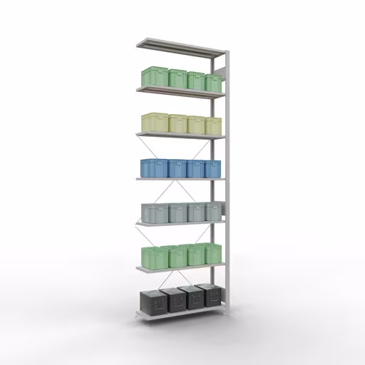 Rayonnage supplémentaire, étagère, système enfichable MULTIplus85, 3000 x 1000 x 300 mm, 7 étagères, gris clair RAL 7035 de Schulte Lagertechnik avec le réf. 33037