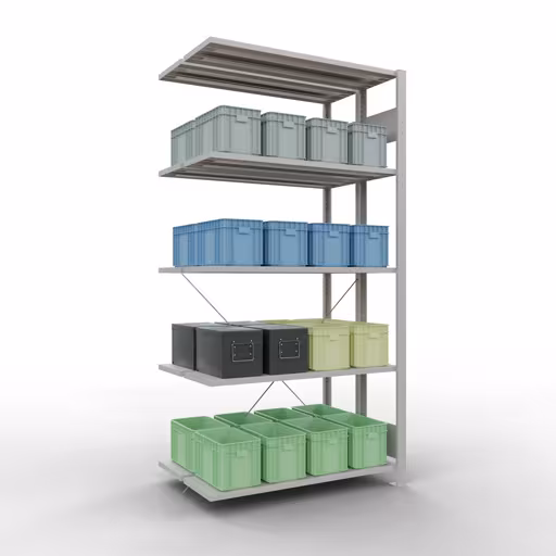 Figure n° 11 de l'article, étagère double, système d'étagères MULTIplus150, 2000 x 1000 x (2x300) mm, 2x5 étagères, gris clair RAL 7035 du groupe de produits étagères de Schulte Lagertechnik