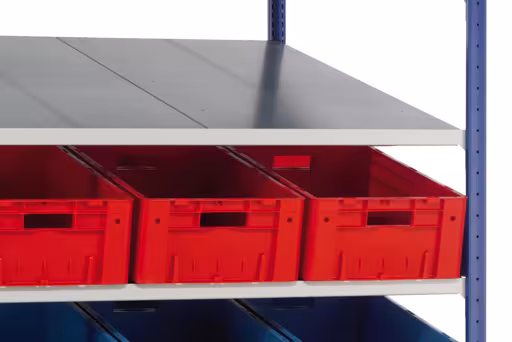 Ripiano aggiuntivo, ripiano a pavimento inclinato XL MULTIplus150, 2000 x 1300 x 1200 mm (AxLxP), RAL 5010 blu genziana/zincato, 2x5 ripiani, ripiani a pavimento inclinati, articolo n. 38865