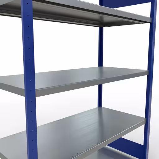 Figura n. 8 dell'articolo scaffale base, scaffale, sistema a innesto MULTIplus250, 2000 x 1300 x 600 mm (AxLxP), 5 ripiani, barre longitudinali, RAL 5010 blu genziana/zincato del gruppo di prodotti sistema a innesto della marca Schulte Lagertechnik
