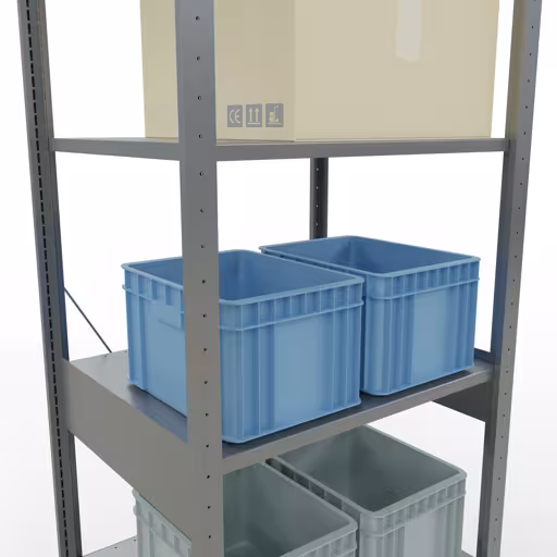 Représentation supplémentaire de l'article étagère de base, étagère à étagères, système enfichable MULTIplus150, 2500 x 750 x 600 mm, 6 étagères, galvanisé à partir de l'étagère de base