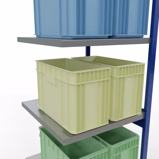 Image du produit n° 15 de l'article Rayonnage complémentaire, rayonnage à étagères, système enfichable MULTIplus250, 3000 x 750 x 800 mm, 7 étagères, barres longitudinales, RAL 5010 bleu gentiane/galvanisé/galvanisé Figure n° 15 de l'article, Étagère MULTIplus250 système enfichable, 3000 x 750 x 800 mm, 7 étagères, RAL 5010 bleu gentiane/galvanisé/galvanisé du groupe de produits système enfichable de Schulte Lagertechnik