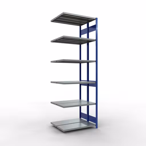 Image du produit n° 12 de l'article, , Système d'étagères enfichables MULTIplus250, 3000 x 1000 x (2x400) mm, 2x7 étagères, RAL 5010 bleu gentiane de la gamme d'étagères de Schulte Lagertechnik