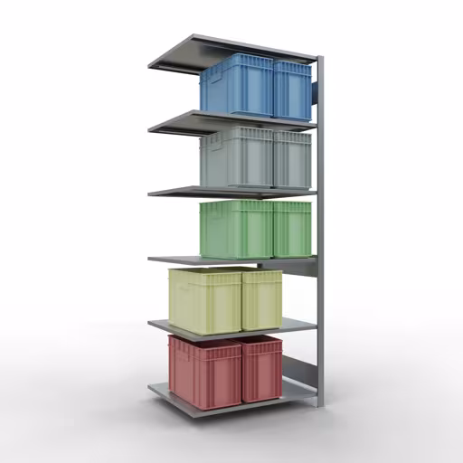 Zusatzbild des Artikels Anbauregal, Fachbodenregal Stecksystem MULTIplus150, 2500 x 1000 x 800 mm (HxBxT), 6 Fachböden, Längenriegel, verzinkt Zusatzbild des Artikels Anbauregal, Fachbodenregal Stecksystem MULTIplus150, 2500 x 1000 x 800 mm (HxBxT), 6 Fachböden, Längenriegel, verzinkt aus Anbauregal