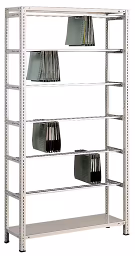 Ripiano base, ripiano per cucitrice a pendolo a vite "Elba/Leitz", 2000 x 1000 x 350 mm (AxLxP), RAL 7035 grigio chiaro, 6 aste pendolari di Schulte Lagertechnik Ripiano base, ripiano per cucitrice pendolare a vite "Elba/Leitz", 2000 x 1000 x 350 mm (AxLxP), RAL 7035 grigio chiaro, 6 aste pendolari, ripiani per cucitrice pendolare, art.-nr. 30671