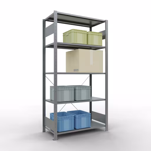 Figura n. 12 dell'articolo scaffale base, scaffale, sistema a innesto MULTIplus150, 2000 x 1000 x 500 mm (AxLxP), 5 ripiani, traversa, zincato del gruppo di prodotti sistema a innesto della marca Schulte Lagertechnik