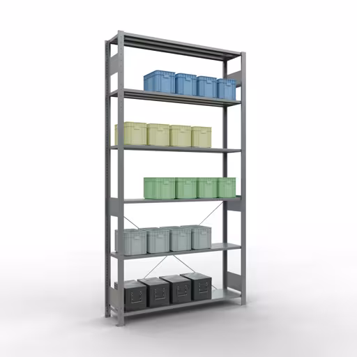 Étagère de base système enfichable 2500x1300x300 mm, type 150 kg, galvanisée avec numéro d'article. 12731-130 Étagère de base du système enfichable 2500x1300x300 mm, type 150 kg, galvanisée de Schulte Lagertechnik de la catégorie du système enfichable