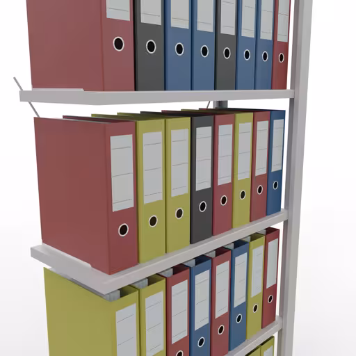Image supplémentaire de l'article Étagère complémentaire, étagère de bureau, système enfichable MULTIplus85, 2000 x 750 x 300 mm, 6 tablettes, gris clair du système enfichable