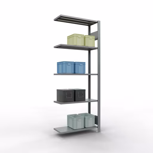 Rayonnage supplémentaire, étagère, système enfichable MULTIplus150, 2000 x 750 x 300 mm (HxLxP), 5 étagères, barres de longueur, galvanisées avec le réf. 12735-75-LR Rayonnage supplémentaire, étagère, système enfichable MULTIplus150, 2000 x 750 x 300 mm, 5 étagères, galvanisé de Schulte Lagertechnik de la catégorie des systèmes enfichables