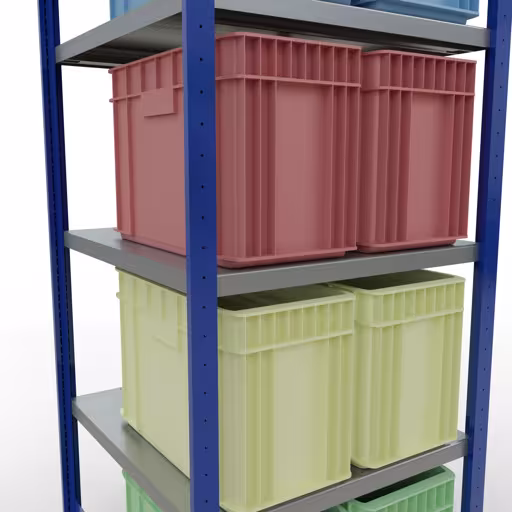 Figura n. 9 dell'articolo scaffale base, scaffale, sistema a innesto MULTIplus250, 2000 x 750 x 800 mm (AxLxP), 5 ripiani, barre longitudinali, RAL 5010 blu genziana/zincato/zincato del gruppo di prodotti sistema a innesto della marca Schulte Lagertechnik