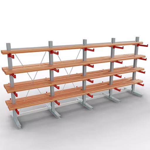 Figure n° 13 de l'article Rayonnage complet K 3000, double face, 2500 x 5200 x 500 mm, RAL 7001 / RAL 3000, 5 niveaux de stockage du groupe de produits rayonnages cantilever de Schulte Lagertechnik