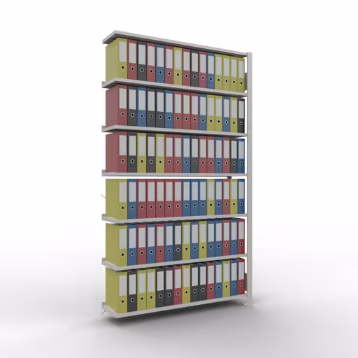 Produktbild Nr 12 des Artikels Anbauregal, Büro-Fachbodenregal Stecksystem MULTIplus85, 2300 x 1300 x 300 mm (HxBxT), 7 Fachböden, Kreuzstrebe, mit Anschlagleiste, lichtgrau Abbildung Nr 12 des Artikels Anbauregal, Büro-Fachbodenregal Stecksystem MULTIplus85, 2300 x 1300 x 300 mm (HxBxT), 7 Fachböden, Kreuzstrebe, mit Anschlagleiste, lichtgrau aus der Produktgruppe Büroregale von der Marke Schulte Lagertechnik