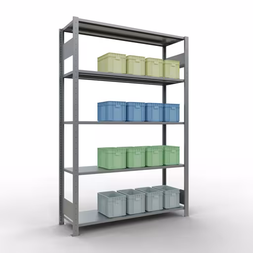 Étagère de base, étagère, système enfichable MULTIplus150, 2000 x 1300 x 400 mm, 5 étagères, galvanisée de Schulte Lagertechnik de la catégorie du système enfichable