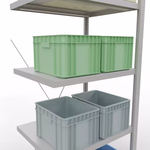 Immagine aggiuntiva dell'articolo Ripiano aggiuntivo, ripiano per ripiano, sistema a innesto MULTIplus250, 2000 x 750 x 600 mm (AxLxP), 5 ripiani, traversa, RAL 7035 grigio chiaro da ripiano aggiuntivo