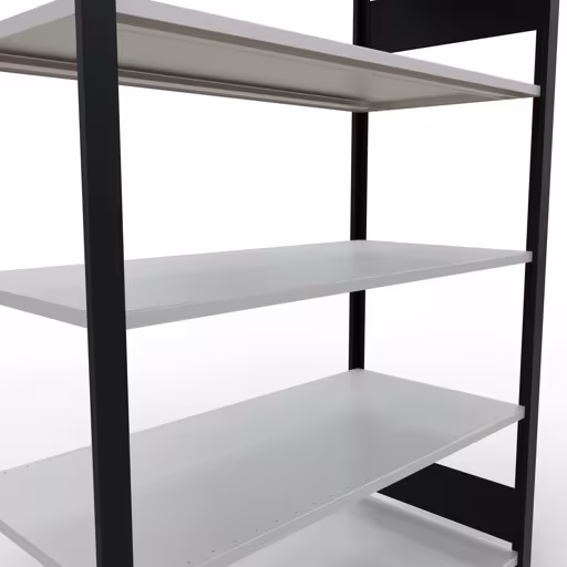 , système d'étagères de bureau MULTIplus150, 1800 x 1300 x 600 mm, 5 étagères, barres de longueur, noir/gris clair de Schulte Lagertechnik de la catégorie étagères de bureau