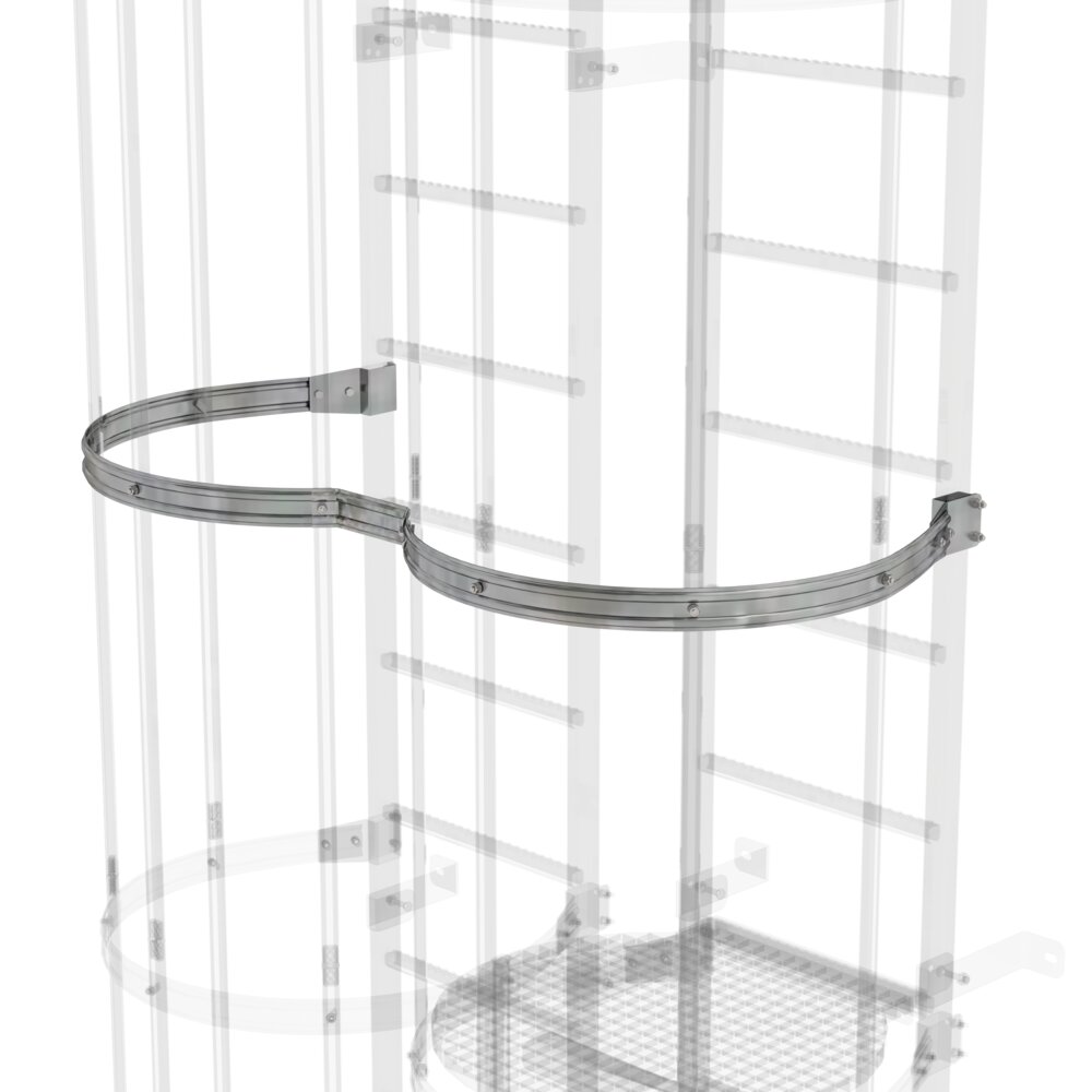 Barre de protection dorsale Munk, version décalée, en acier galvanisé, de Günzburger Steigtechnik Barre de protection dorsale Munk, conception décalée, de la catégorie accessoires et pièces détachées pour équipements d'escalade, référence 063963