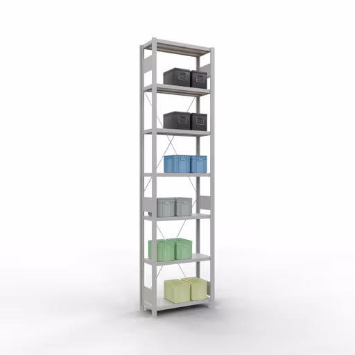 Figura n. 14 dell'articolo scaffale base, scaffale, sistema a innesto MULTIplus250, 3000 x 750 x 300 mm (AxLxP), 7 ripiani, traversa, RAL 7035 grigio chiaro del gruppo di prodotti sistema a innesto della marca Schulte Lagertechnik