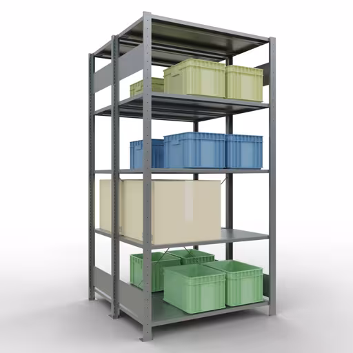 Figure n° 15 de l'article étagère de base, étagère double, système d'étagères enfichables MULTIplus150, 2000 x 1000 x (2x500) mm, 2x5 étagères, galvanisées du groupe de produits étagères de la marque Schulte Lagertechnik