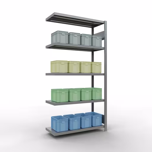 Scaffali aggiuntivi, scaffali, sistema a innesto MULTIplus330, 2000 x 1000 x 400 mm (AxLxP), 5 ripiani, barre longitudinali, zincato della marca Schulte Lagertechnik dalla gamma di prodotti dei sistemi a innesto