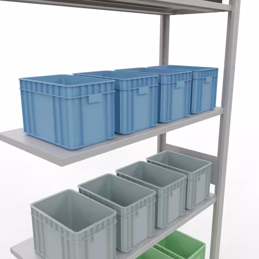 Image du produit n° 14 de l'article étagère complémentaire, étagère, système enfichable MULTIplus150, 3000 x 1000 x 400 mm, 7 étagères, RAL 7035 gris clair de la gamme de produits du système enfichable de Schulte Lagertechnik