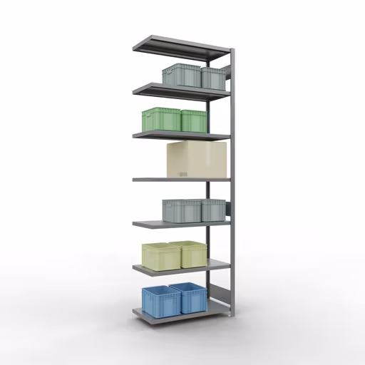 Scaffali aggiuntivi, scaffali, sistema a innesto MULTIplus330, 3000 x 1000 x 500 mm (AxLxP), 7 ripiani, barre longitudinali, zincato della marca Schulte Lagertechnik dalla gamma di prodotti dei sistemi a innesto