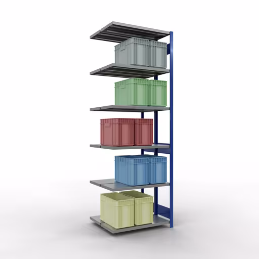, étagère double, système d'étagères MULTIplus250, 3000 x 1000 x (2x400) mm, 2x7 étagères, RAL 5010 bleu gentiane de Schulte Lagertechnik de la catégorie étagères