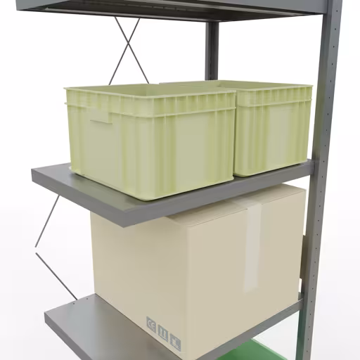 Représentation supplémentaire de l'article, système d'étagères MULTIplus250, 3000 x 750 x 500 mm, 7 étagères, galvanisé