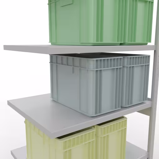 Scaffali aggiuntivi, scaffali, sistema a innesto MULTIplus330, 2500 x 1000 x 800 mm (AxLxP), 6 ripiani, barre longitudinali, RAL 7035 grigio chiaro di Schulte Lagertechnik dalla categoria Sistemi a innesto