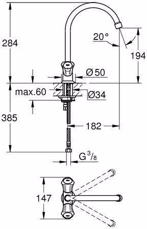 GROHE Mitigeur d'évier à 2 poignées Costa 31831 DN 15 chromé
