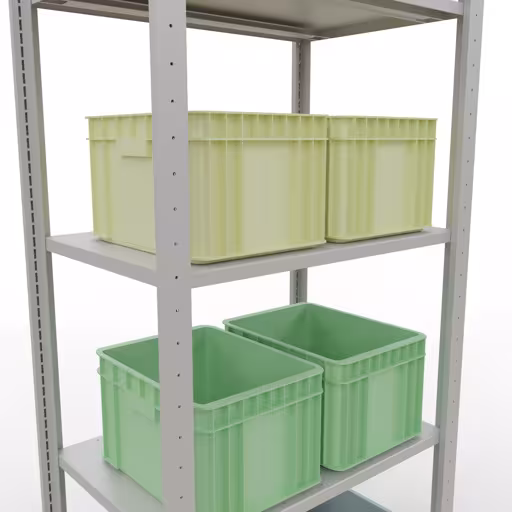 Image supplémentaire de l'article Étagère de base, étagère, système enfichable MULTIplus150, 2000 x 750 x 500 mm (HxLxP), 5 étagères, barres de longueur, RAL 7035 gris clair Image supplémentaire de l'article Étagère de base, étagère, système enfichable MULTIplus150, 2000 x 750 x 500 mm, 5 étagères, gris clair RAL 7035 à partir de l'étagère de base