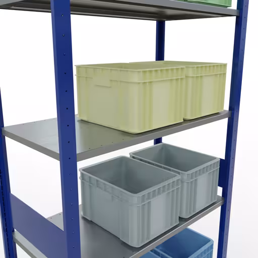 Étagère de base, étagère, système enfichable MULTIplus150, 3000 x 1000 x 500 mm, 7 étagères, RAL 5010 bleu gentiane/galvanisé avec le GTIN 4004514280565 Étagère de base, étagère à étagères, système enfichable MULTIplus150, 3000 x 1000 x 500 mm, 7 étagères, RAL 5010 bleu gentiane/galvanisé de Schulte Lagertechnik avec le numéro d'article. 12752-LR-B