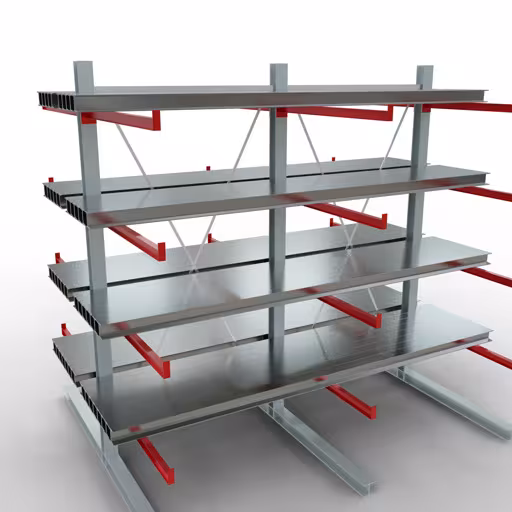 Scaffale completo K 6000, bifacciale, 3000 x 3000 x 2x 1250 mm, RAL 7001 / RAL 3000, 5 livelli di stoccaggio di Schulte Lagertechnik con l'articolo n. 28720