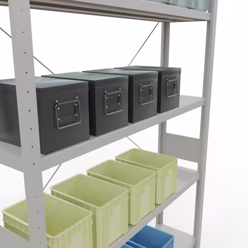 Figura n. 13 dell'articolo sistema a innesto ripiano base 3000x1300x300 mm, tipo 250 kg, grigio chiaro del gruppo di prodotti sistema a innesto della marca Schulte Lagertechnik