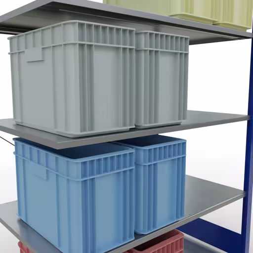 Image du produit n° 8 de l'article étagère complémentaire, étagère, système enfichable MULTIplus150, 2000 x 1300 x 800 mm, 5 étagères, RAL 5010 bleu gentiane/galvanisé de la gamme de produits du système enfichable de Schulte Lagertechnik