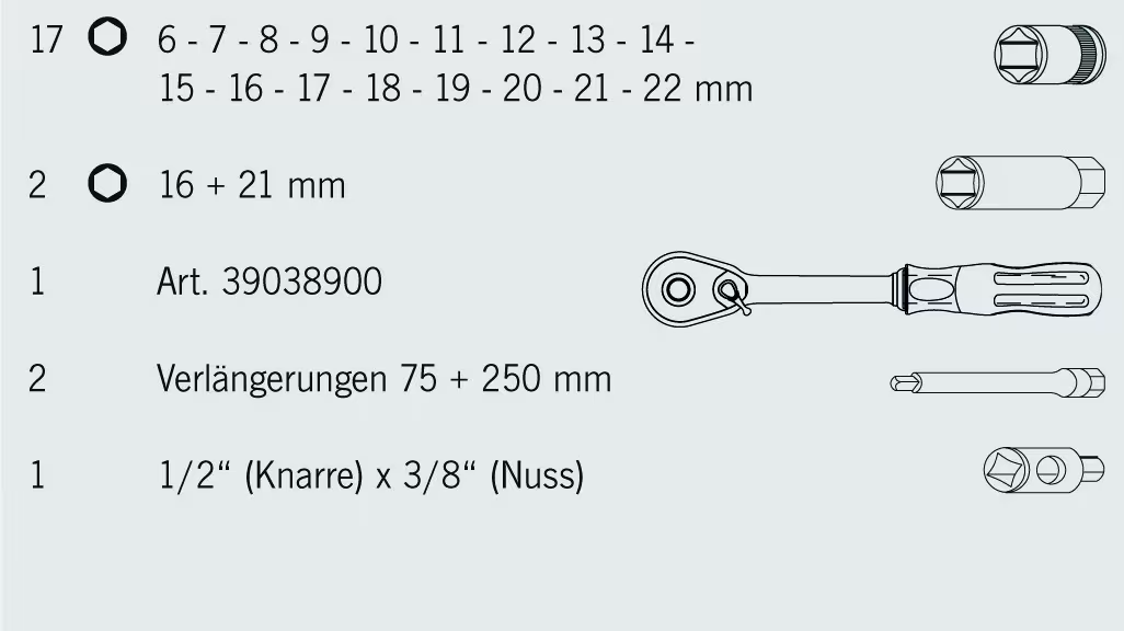 Coffret de clé à douille professionnelle 3/8" PROJAHN 23 pièces de la catégorie Jeux de clés à douille et pièces détachées avec le GTIN 4000146022535 Coffret de clé à douille professionnelle 3/8" PROJAHN 23 pièces de la marque PROJAHN de la gamme outillage à main