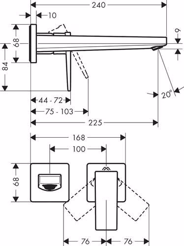 Technische Zeichnung 4061962 Hansgrohe Mitigeur monocommandé pour lavabo METROPOL diamètre nominal 15 bec encastré 225 mm chromé