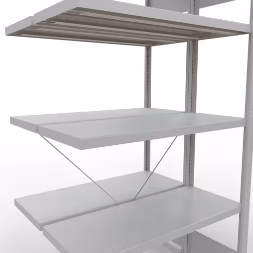 Rayonnage supplémentaire, rayonnage double, système d'étagères MULTIplus250, 2000 x 1000 x (2x400) mm, 2x5 tablettes, traverse, gris clair RAL 7035 de la catégorie rayonnage double avec le GTIN 4004514292100 , étagère double, système d'étagères MULTIplus250, 2000 x 1000 x (2x400) mm, 2x5 étagères, gris clair RAL 7035 de Schulte Lagertechnik de la gamme d'étagères