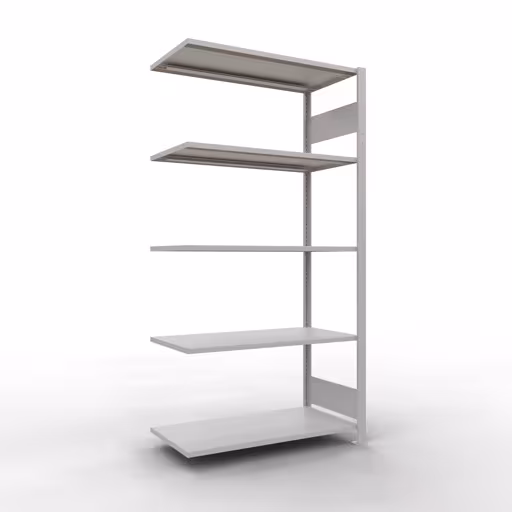 Scaffali aggiuntivi, scaffali, sistema a innesto MULTIplus85, 2000 x 1000 x 500 mm (AxLxP), 5 ripiani, barre longitudinali, RAL 7035 grigio chiaro di Schulte Lagertechnik Scaffale aggiuntivo, scaffale, sistema a innesto MULTIplus85, 2000 x 1000 x 500 mm (AxLxP), 5 ripiani, barra longitudinale, RAL 7035 grigio chiaro, ripiano aggiuntivo, articolo n. 33055-LR