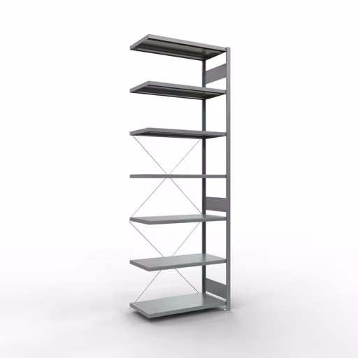 Scaffale aggiuntivo, scaffale MULTIplus330 sistema a innesto, 3000 x 1000 x 500 mm (AxLxP), 7 ripiani, traversa, zincato, ripiano aggiuntivo, articolo n. 13957