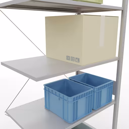 Figure n° 11 de l'article étagère complémentaire, étagère à étagères, système enfichable MULTIplus150, 3000 x 1000 x 600 mm, 7 étagères, gris clair RAL 7035 du groupe de produits système enfichable de Schulte Lagertechnik