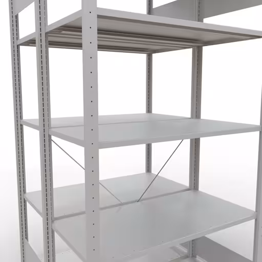 Image du produit n° 7 de l'article Étagère de base, étagère double, système d'étagère enfichable MULTIplus150, 2000 x 1000 x (2x500) mm, 2x5 étagères, traverse, RAL 7035 gris clair Figure n° 7 de l'article étagère de base, étagère double, système d'étagères enfichables MULTIplus150, 2000 x 1000 x (2x500) mm, 2x5 étagères, RAL 7035 gris clair du groupe de produits étagères de Schulte Lagertechnik