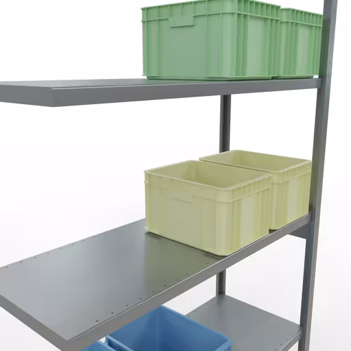 Produktbild Nr 15 des Artikels Anbauregal, Fachbodenregal Stecksystem MULTIplus250, 3000 x 1300 x 500 mm (HxBxT), 7 Fachböden, Längenriegel, verzinkt Abbildung Nr 15 des Artikels Anbauregal, Fachbodenregal Stecksystem MULTIplus250, 3000 x 1300 x 500 mm (HxBxT), 7 Fachböden, Längenriegel, verzinkt aus der Produktgruppe Stecksystem von der Marke Schulte Lagertechnik