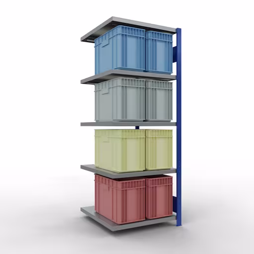 Rayonnage supplémentaire, étagère, système enfichable MULTIplus250, 2000 x 750 x 800 mm, 5 étagères, RAL 5010 bleu gentiane/galvanisé/galvanisé de Schulte Lagertechnik avec le numéro d'article. 12985-75-LR-B